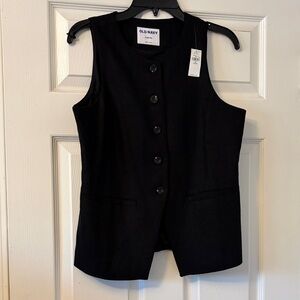 Old Navy Black Sleeveless Button Vest